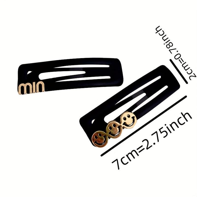 Golden Smile Face Hair Clip Frosted Texture Hair Accessories