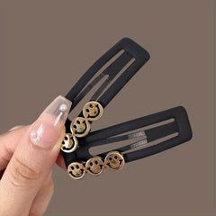 Golden Smile Face Hair Clip Frosted Texture Hair Accessories