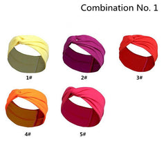 5pcs Headband Women Wide Head Wraps Knotted Elastic Teen Girls Yoga Solid Hair