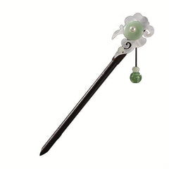 Vintage Faux Jade Hairpin Wooden Hair Stick Hair Accessory