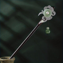 Vintage Faux Jade Hairpin Wooden Hair Stick Hair Accessory