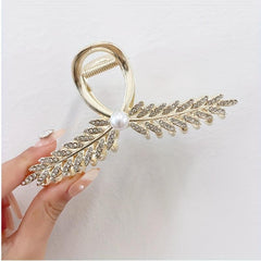 4pcs Rhinestone Shark Claw Fishtail Hair Clip with Pearl Pendant