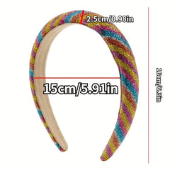 Retro Sky Star Rhinestone Wide Head Band Leopard Print Hair Clip