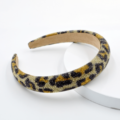 Retro Sky Star Rhinestone Wide Head Band Leopard Print Hair Clip