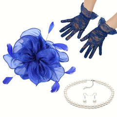 Fascinator Hats Women Tea Party Hats Gloves Set