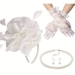 Fascinator Hats Women Tea Party Hats Gloves Set