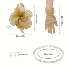 Fascinator Hats Women Tea Party Hats Gloves Set