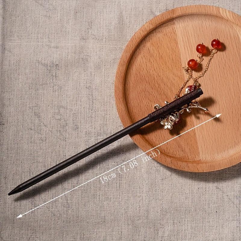 Chinese Style Wooden Hair Stick Retro Ponytail Holder Hair Accessories For Women