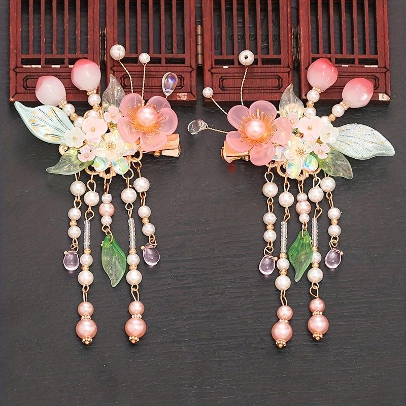 Flower Hair Clip With Pendant Costume Accessori