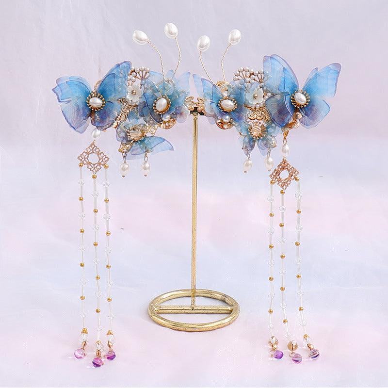 Hanfu Hairclip Faux Pearl Flower Barrette Vintage Chinese Style Hair Accessory
