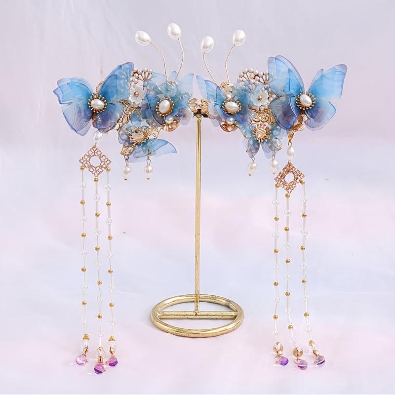 Hanfu Hairclip Faux Pearl Flower Barrette Vintage Chinese Style Hair Accessory