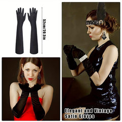 Flapper Accessories Set Feather Headband Gloves Necklace Earrings Fan