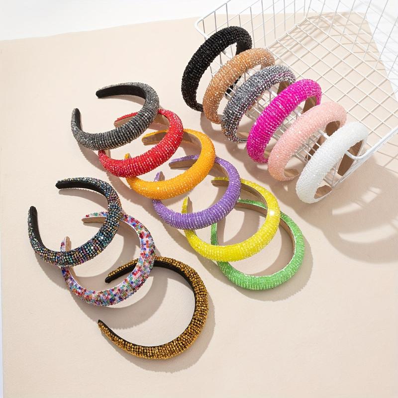 Baroque Rhinestone Wide Headband Padded Headdress Glitter Hair Band