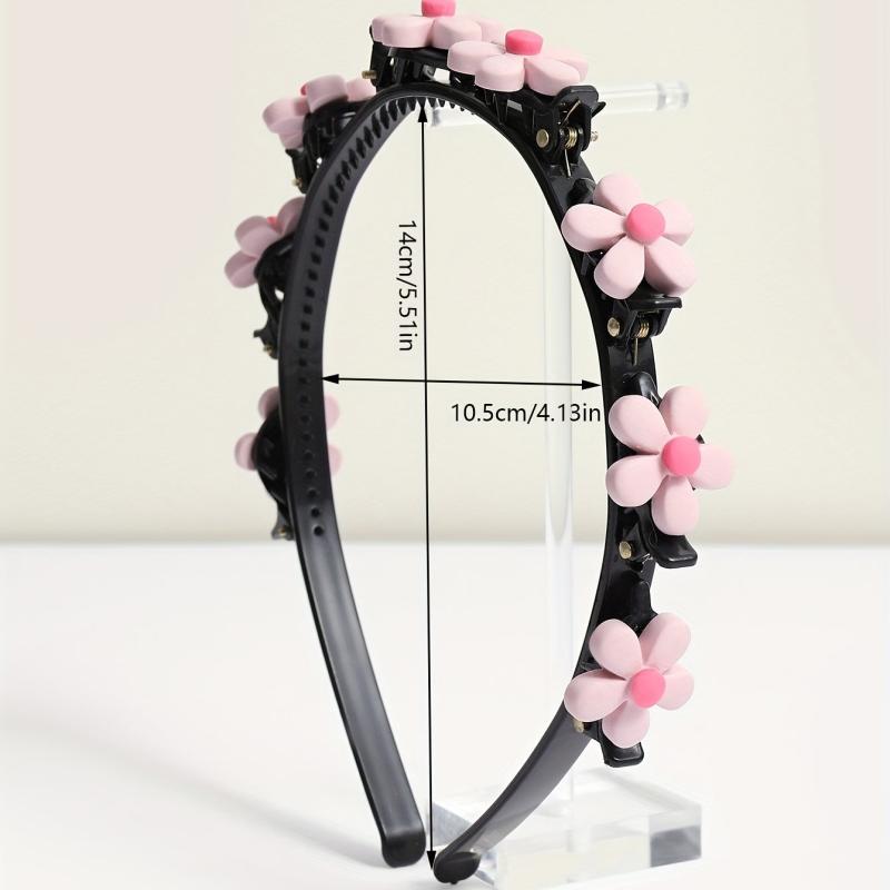 Pink Flower Hair Band With Hair Clip for Women Girls