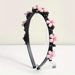 Pink Flower Hair Band With Hair Clip for Women Girls