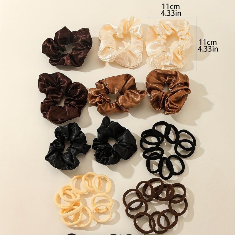 48 Pack Solid Color Scrunchies Hair Tie Set for Women and Girls