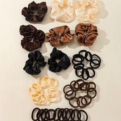 48 Pack Solid Color Scrunchies Hair Tie Set for Women and Girls