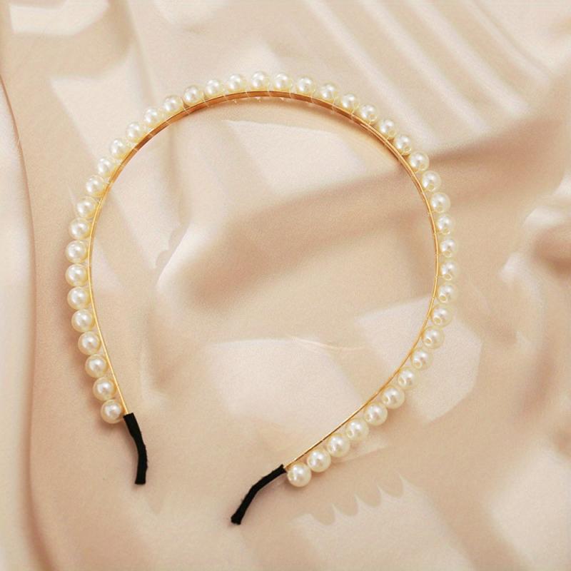 Faux Pearl Decor Headband Bridal Headdress