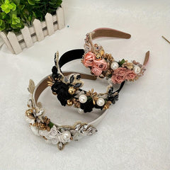 Flower Rhinestone Headband Faux Pearl Head Jewelry Hair Accessories