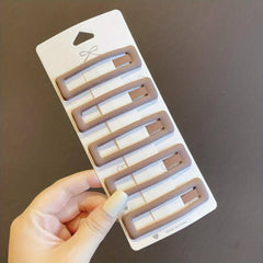 5pcs Hollow Snap Clip Solid Hair Clip for Women Girls