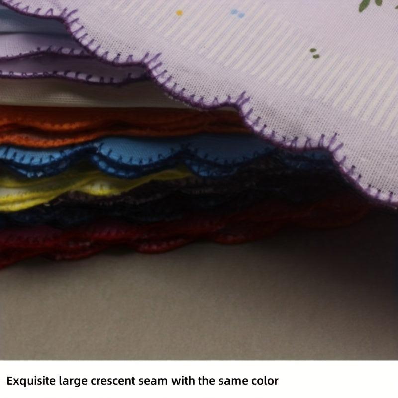 Crescent Edge Square Scarf Flower Print Lightweight Handkerchief