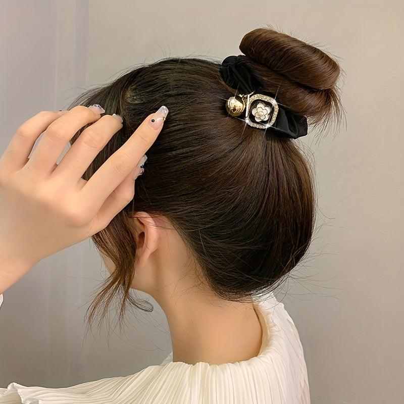 Camellia Blossom Hair Tie with Pendant Hair Rope Ponytail Rubber Band
