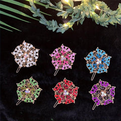 Rhinestone Flower Hair Barrette Clips Sparkly Hair Barrettes For Women