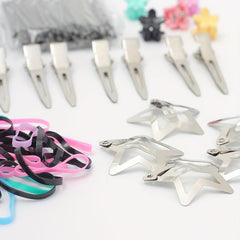 Hair Accessories Set Silvery Duck Billed Clip Rubber Bands Bobb Pin