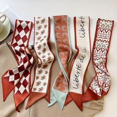 Red Retro Silk Like Scarf Hair Band Women's Hair Tie Headwear