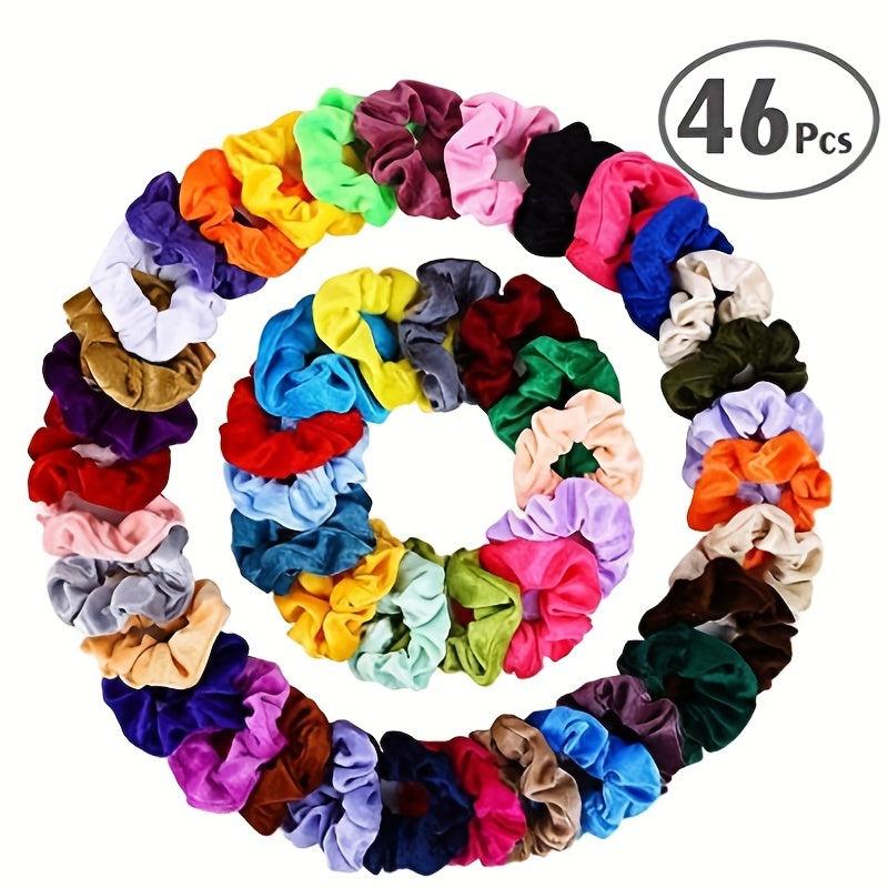 46 Pcs Velvet Hair Scrunchies Elastic Hair Ties Women Girls Accessories