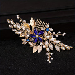 Faux Pearl Rhinestone Leaf Hair Comb Wedding Accessories