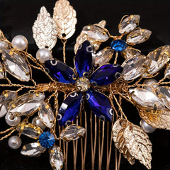 Faux Pearl Rhinestone Leaf Hair Comb Wedding Accessories