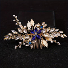 Faux Pearl Rhinestone Leaf Hair Comb Wedding Accessories