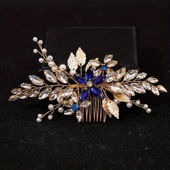 Faux Pearl Rhinestone Leaf Hair Comb Wedding Accessories