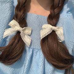 Lace Bow Hair Clip Sweet Hair Clip Hair Tie Set 2 Pack