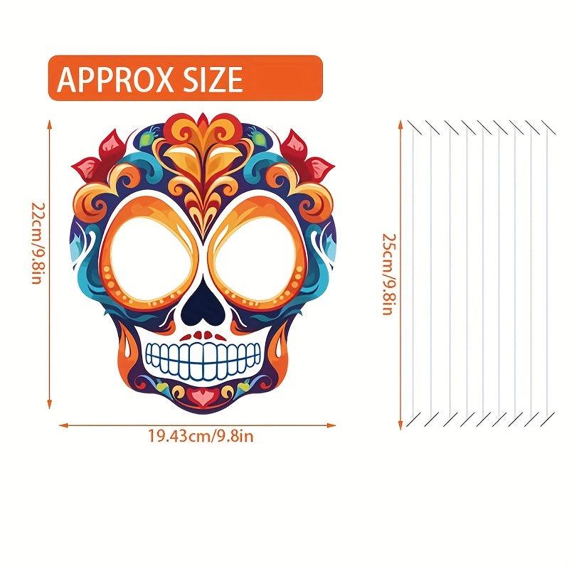 6pcs Mexican Style Masks Party Floral Design Skull Mask Accessories