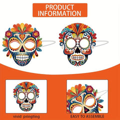 6pcs Mexican Style Masks Party Floral Design Skull Mask Accessories