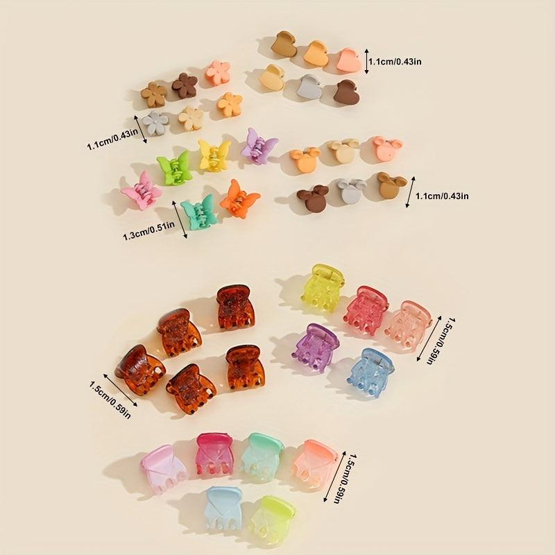 20/30pcs Butterfly & Flower Hair Claw Matte Hair Clip Rubber Kids Accessory