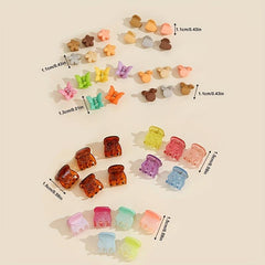 20/30pcs Butterfly & Flower Hair Claw Matte Hair Clip Rubber Kids Accessory