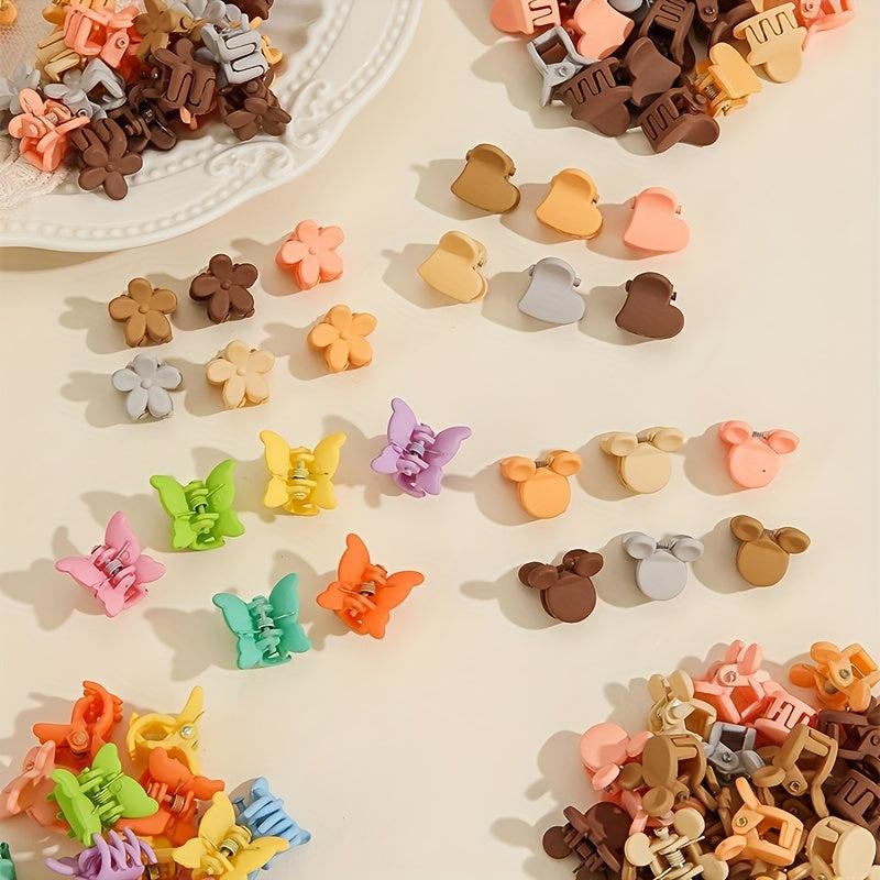 20/30pcs Butterfly & Flower Hair Claw Matte Hair Clip Rubber Kids Accessory
