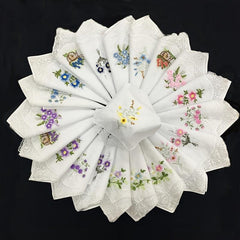 5pcs 28 Embroidered Handkerchief Ladies Lace Handkerchief