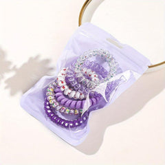 6 Pcs Floral Spiral Hair Tie Colorful Ponytail Holder Hair Tie Hair Accessories