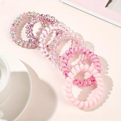 6 Pcs Floral Spiral Hair Tie Colorful Ponytail Holder Hair Tie Hair Accessories