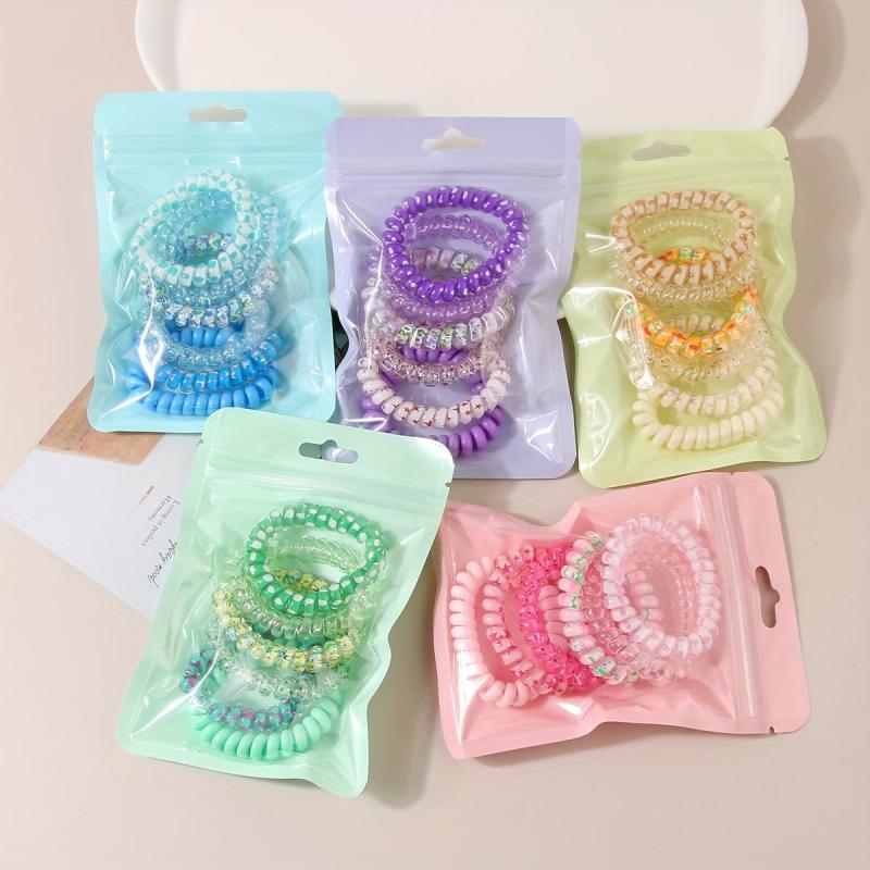 6 Pcs Floral Spiral Hair Tie Colorful Ponytail Holder Hair Tie Hair Accessories