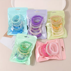 6 Pcs Floral Spiral Hair Tie Colorful Ponytail Holder Hair Tie Hair Accessories