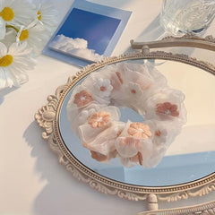 Flower Embroidery Scrunchie Hair Tie Organza Hair Rope Large Accessories
