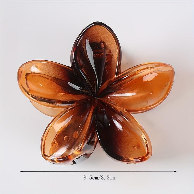 2pcs Gradient Jelly Hair Claw Frangipani Shaped Hair Claw