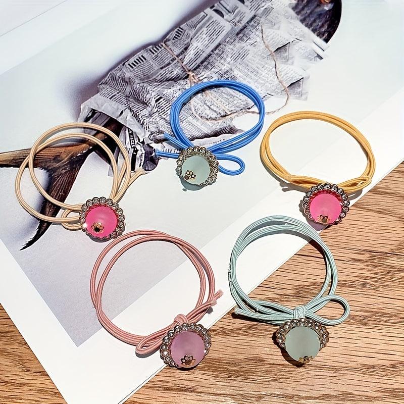 Crystal Beaded Hair Tie Hair Rope Ponytail Holder Hair Accessories