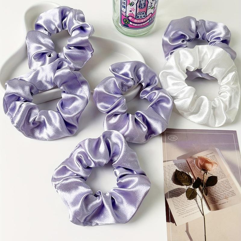 6pcs Satin Scrunchies Hair Tie Style Hair Rope Ponytail Holder Women Girls