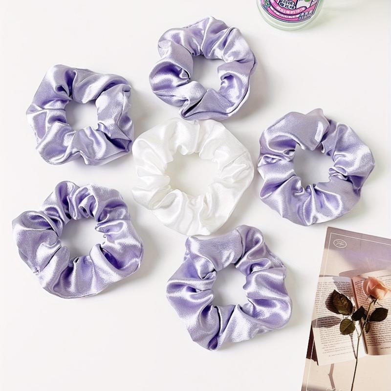 6pcs Satin Scrunchies Hair Tie Style Hair Rope Ponytail Holder Women Girls